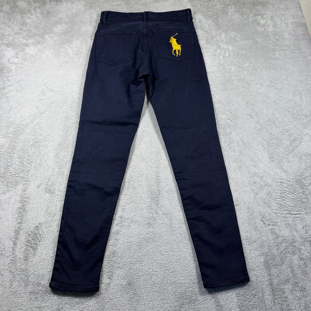 Polo Ralph Lauren Tompkins Skinny Jeans Women 27 Navy Blue High Rise Big Pony